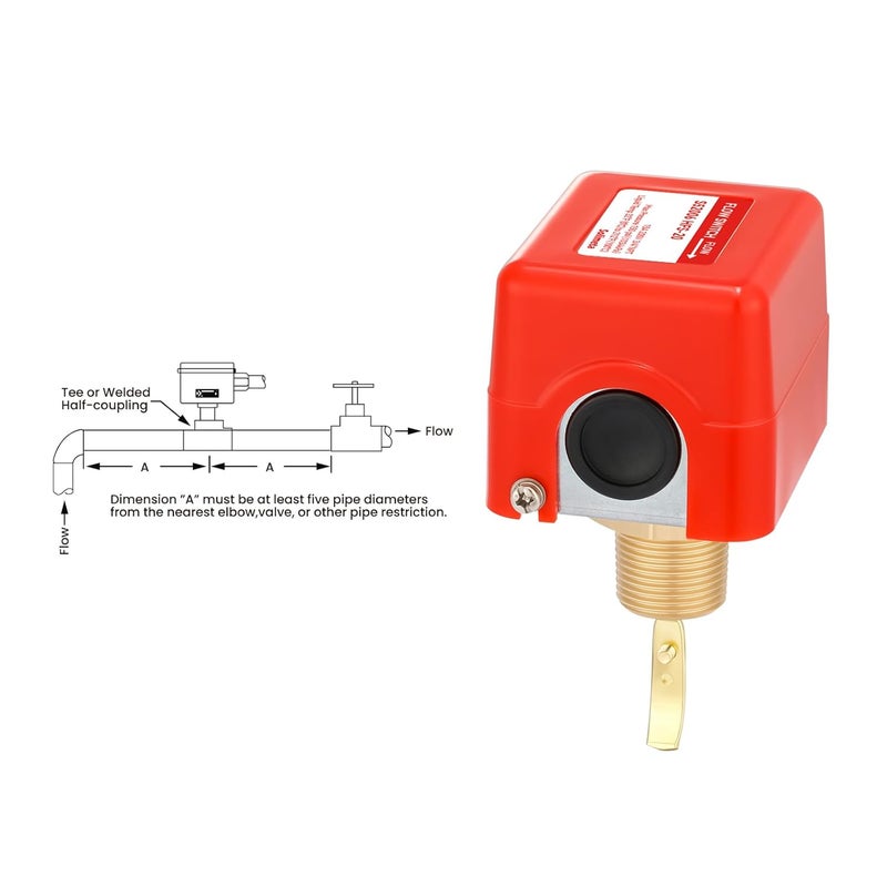 Solimeta Liquid Water Oil Water Flow Sensor Switch Paddle Type SPDT R3/4 250V 15A IP54 HFS-20 Red - Image 4